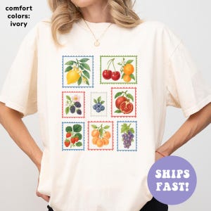 Comfort Colors® Summer Fruit Stamp Shirt, Fruit Lover Shirt, Retro Summer Shirt, Trendy Shirt, Vintage Fruit Shirt for Women