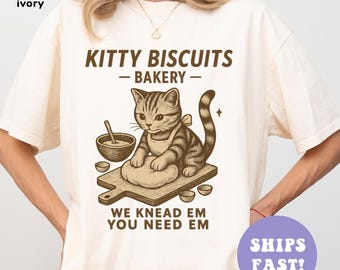 Camiseta de panadería de galletas de gatito Comfort Colors® Camiseta de mamá gata Camiseta linda de gato amasando Camiseta divertida para amantes de los gatos Camiseta de panadería de gatos Camiseta moderna