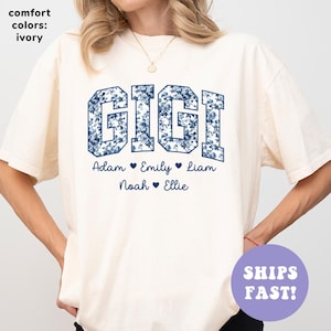 Comfort Colors® Personalized Gigi Shirt, Floral Gigi Shirt, Favorite Grandma Shirt, Mother&#39;s Day Shirt, Custom Gift from Grandkids