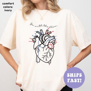 Comfort Colors® Go With The Flow Shirt, CVICU Nurse Shirt, Nurse Appreciation Gift, Cardiac Nurse Shirt, EKG Tech Gift, Shirt for Nurse