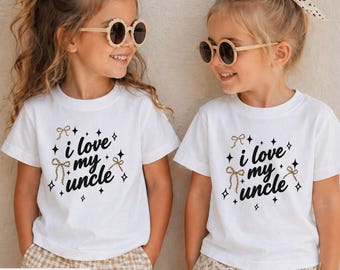 I Love My Uncle Kids Shirt, Cute Uncle Toddler Gift, Niece Nephew Graphic Shirt, Baby Announcement Bodysuit