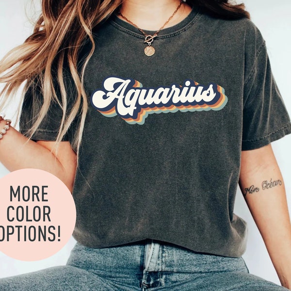 Retro Aquarius Astrology Shirt for Women, Cute Aquarius Gift for Birthday, Aquarius TShirt for February Birthday, Zodiac Gift for Daughter