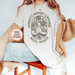Advocate Support Empower Chemise de travailleur social pour les femmes, Chemise de travailleur social rétro, Cadeau pour travailleur social, Chemise de travailleur social scolaire
