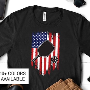 American Flag Pickleball Shirt for Men, Pickleball Gift for Men, Pickleball Lover Gift for Grandpa, Pickleball Player Gift for Husband