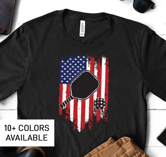 Pickleball Distressed T-Shirt Usa Flag Design Gift Pickleball Distressed T-Shirt Usa Flag Design Gift