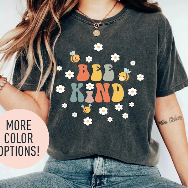 Retro Bee Kind Shirt for Women, Bee Kind TShirt for Her, Inspirational T-Shirts with Sayings, Cute Bee Kind T-Shirt for Boho Birthday Gift
