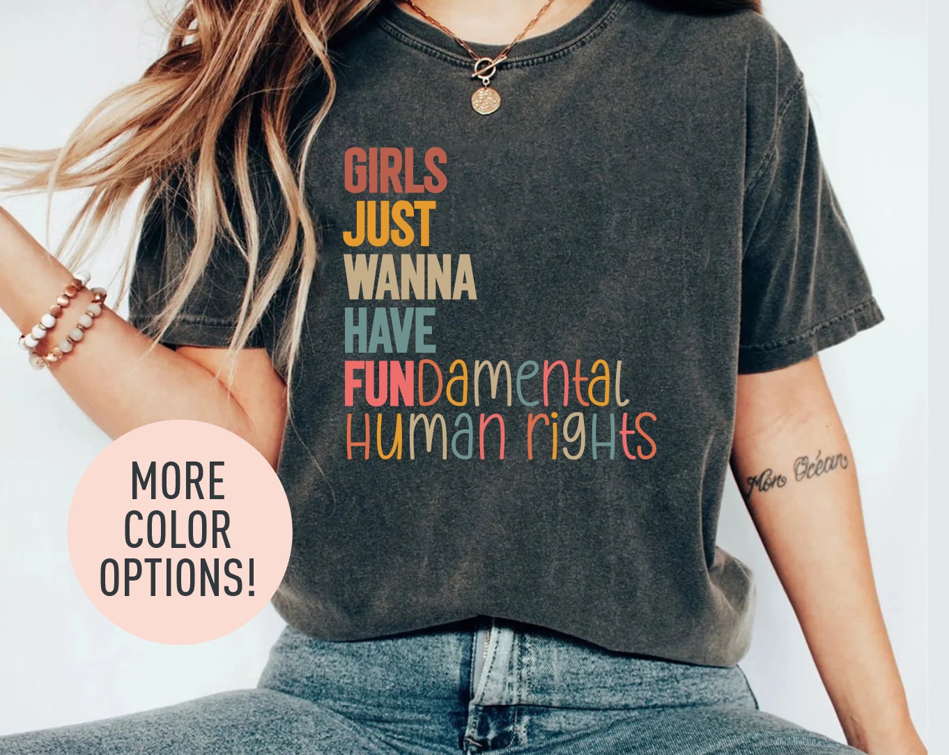 Girls Just Wanna Have Fundamental Human Right Shirt, Frauenrechte Shirt, Feminismus Shirt, Girl Empowerment Shirt, Shirt für Frauen