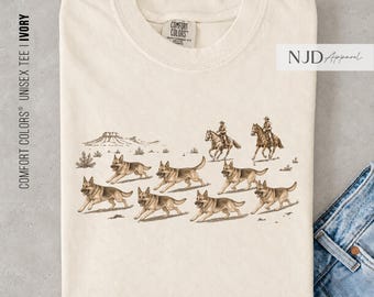 Vintage German Shepherd Western Shirt, Wild West Dog Shirt, German Shepherd Mom Gift, Retro Western Dog Sweatshirt, Boxy Crop Tee