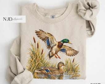 Vintage Mallard Ducks Sweatshirt, Retro Wildlife Graphic Tshirt, Cozy Season Rustic Cabin Tee, Comfort Colors® Shirt
