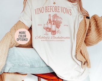 Vino Before Vows Shirt, Custom Bride’s Name Bachelorette Shirt, Personalized Bridal Winery Party Shirt, Bridal Shower Shirt, Oversized Shirt