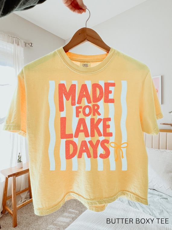 Comfort Colors® Made For Lake Days Shirt, Lake Graphic Tee, Boxy Crop Top, Ribbed Baby Tee, Summer Lake Trip Shirt, Boating Tee, Lake Gift