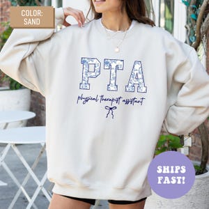PTA Physiotherapeut Assistent Rundhals-Sweatshirt, blaues Toile PT Sweatshirt, Physiotherapeut Assistent Wertschätzung Shirt, PTA Geschenk
