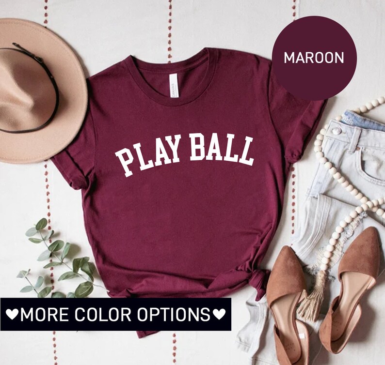 Play Ball Shirt Game Day Shirt Baseball Game Fan Shirt for Her Cute Baseball Shirt for Women Baseball Shirt for Women Sporty Mom Gift image 4