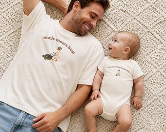 Uncle Mows Best Shirt, Uncle Mowing Buddy Baby Shirt, Matching Uncle and Kids Shirts, Comfort Colors® Family Matching Set