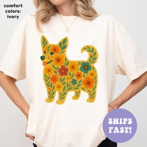 Comfort Colors® Corgi Shirt, Wildflower Dog Mom Shirt, Dog Lover Shirt, Animal Lover Shirt, Retro Flower Shirt for Women, Cute Gift for Mom