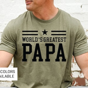 Papa Shirt for Dad for Father&#39;s Day Gift from Kids, World&#39;s Greatest Papa TShirt for Men, Funny Papa TShirt for Fathers Day Gift for Grandpa