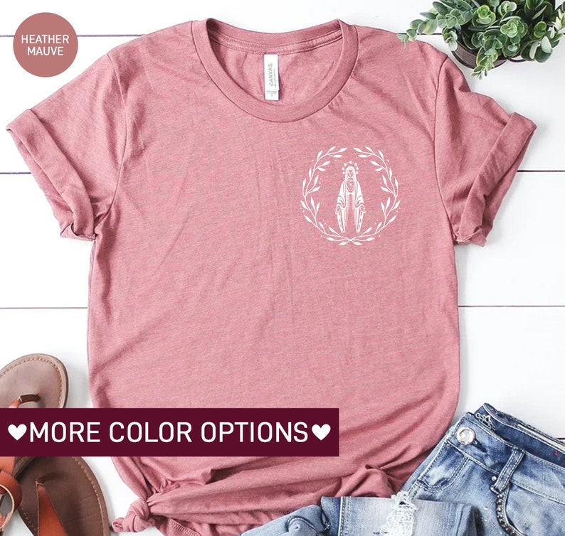 Our Lady of Lourdes Shirt Catholic Shirt Christian Shirt Christian Gifts Aesthetic Clothes Christian Tee Christian Apparel, Holy Family image 4