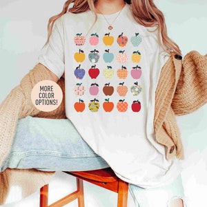 Folk Art Apples Shirt, Oversized Shirt, Teacher Appreciation Shirt,  Apple Graphic Shirt, Teacher Shirt, Cute Shirt for Teacher