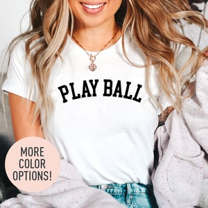 Play Ball Shirt Game Day Shirt Baseball Game Fan Shirt for Her Cute Baseball Shirt for Women Baseball Shirt for Women Sporty Mom Gift image 3