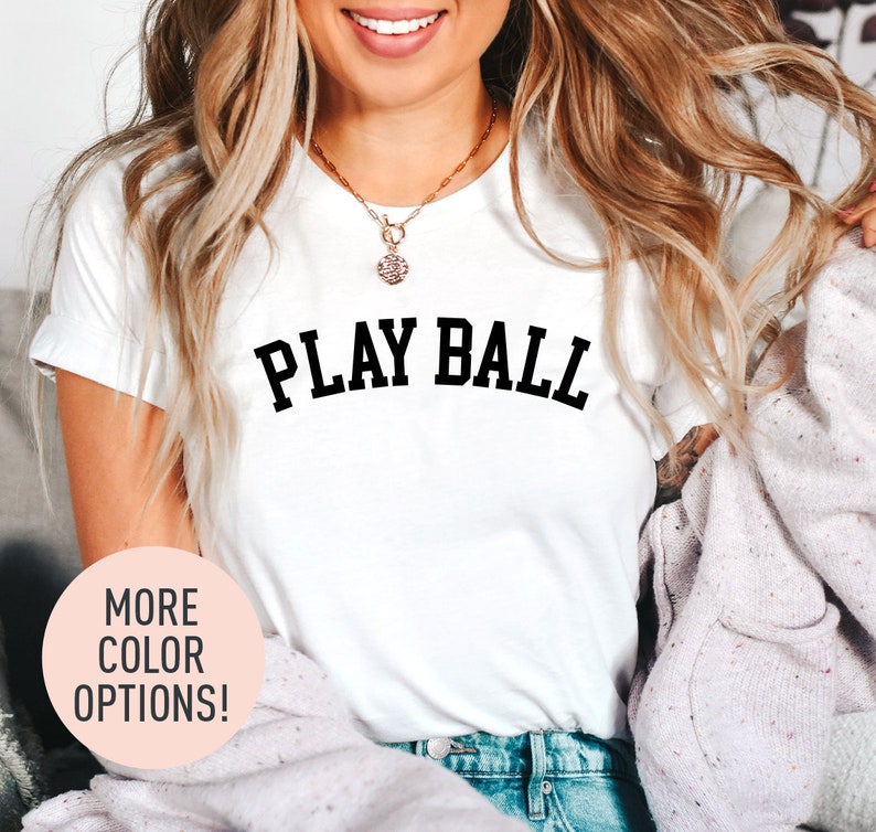 Play Ball Shirt Game Day Shirt Baseball Game Fan Shirt for Her Cute Baseball Shirt for Women Baseball Shirt for Women Sporty Mom Gift image 3