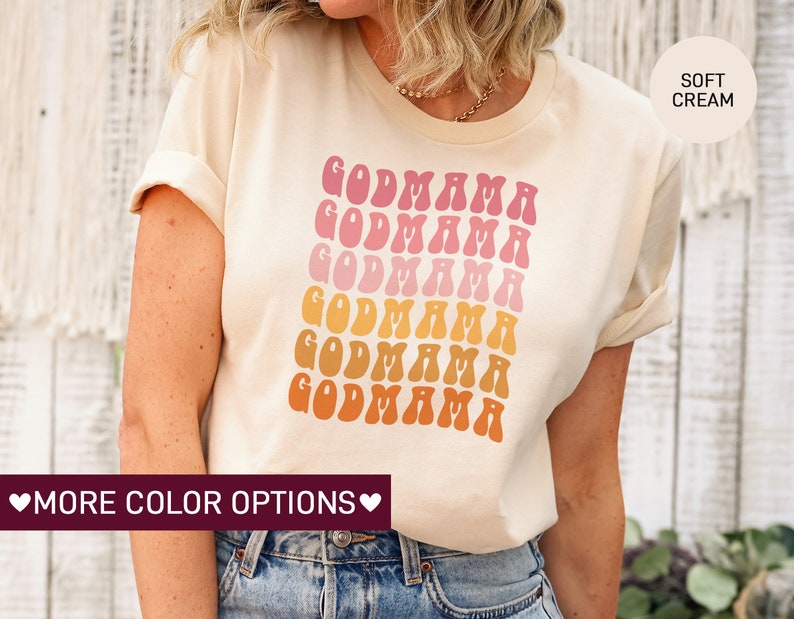 Retro Godmother Shirt for Mother's Day, Cute Godmama Gift for Baptism, Godmother Gift from Goddaughter, God Mother Proposal, Godmom Gift image 2