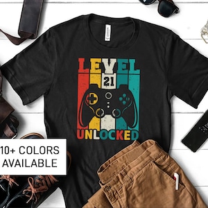 21st Birthday Shirt for Men, Funny TShirt for Gamer Son, Funny 21st Birthday T-Shirt for Son, Gamer Gift for Son for Birthday Gift from Mom