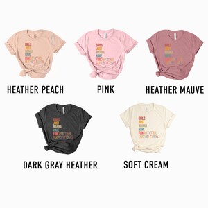 four different types of t - shirts that say pink, pink, pink, dark