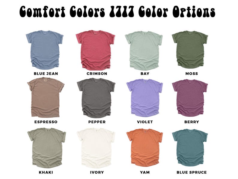 a collection of twelve t-shirts in various colors, arranged in a 4x3 grid.