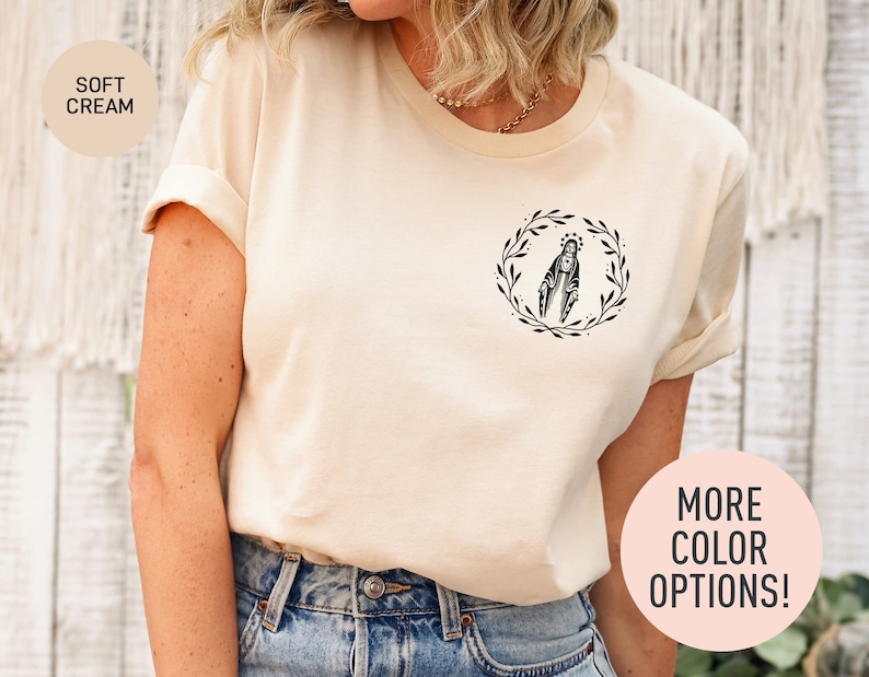 Our Lady of Lourdes Shirt Catholic Shirt Christian Shirt Christian Gifts Aesthetic Clothes Christian Tee Christian Apparel, Holy Family image 1