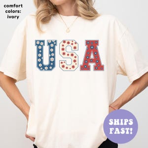 Comfort Colors® USA Shirt, Fourth of July Shirt, Red White and Blue Shirt, Independence Day Shirt, Patriotic Shirt, Shirt for Women