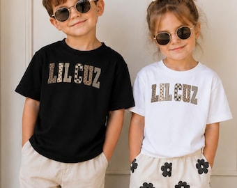 Lil Cuz Shirt, Little Cousin Leopard Shirt, Checkered Cousin Shirt, New Baby Cousin Gift, Cousin Announcement Outfit