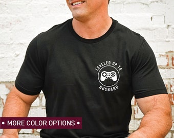 Leveled Up to Husband Shirt for Men Funny Wedding Gift for Gamer Gift for Men Just Married TShirt for Hubby Honeymoon TShirt for Groom