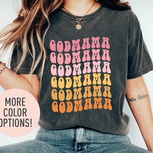 Retro Godmother Shirt for Mother's Day, Cute Godmama Gift for Baptism, Godmother Gift from Goddaughter, God Mother Proposal, Godmom Gift image 1