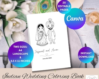 Custom Indian Wedding Coloring Book: DIY Activity (PDF Template)