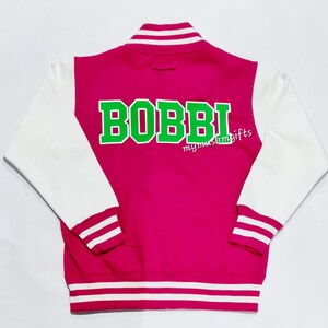 Uni-Jacke für Uni, Uni, Auge, Auge, Auge, Netz, personalisierte Jacke, Uni, Netzball, Name, Sportnummer, Geburtstag, Varsity, Nummer, Fussball, Nummer