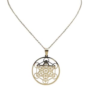 Archangel  Metatron Cube Symbol Necklace gold Stainless Steel Spiritual sacred geometry