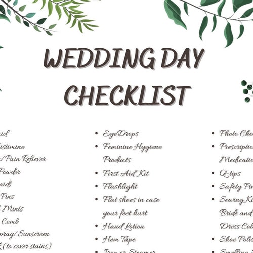 Wedding Day Checklist Printable Download Etsy Wedding Day Checklist Printable Download Etsy