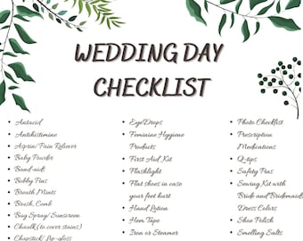 Wedding Day Checklist- Printable Download
