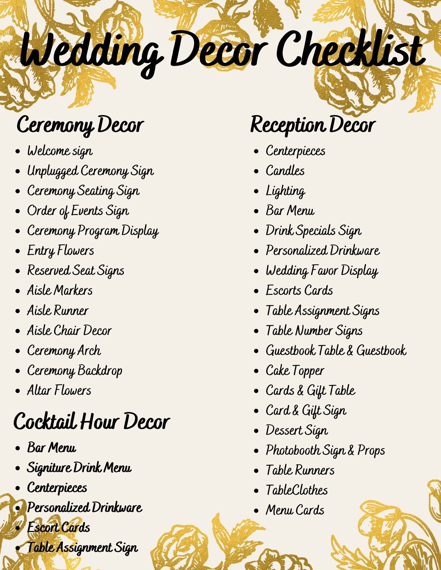 Must Have Details In Your Wedding Decor Checklist!!!