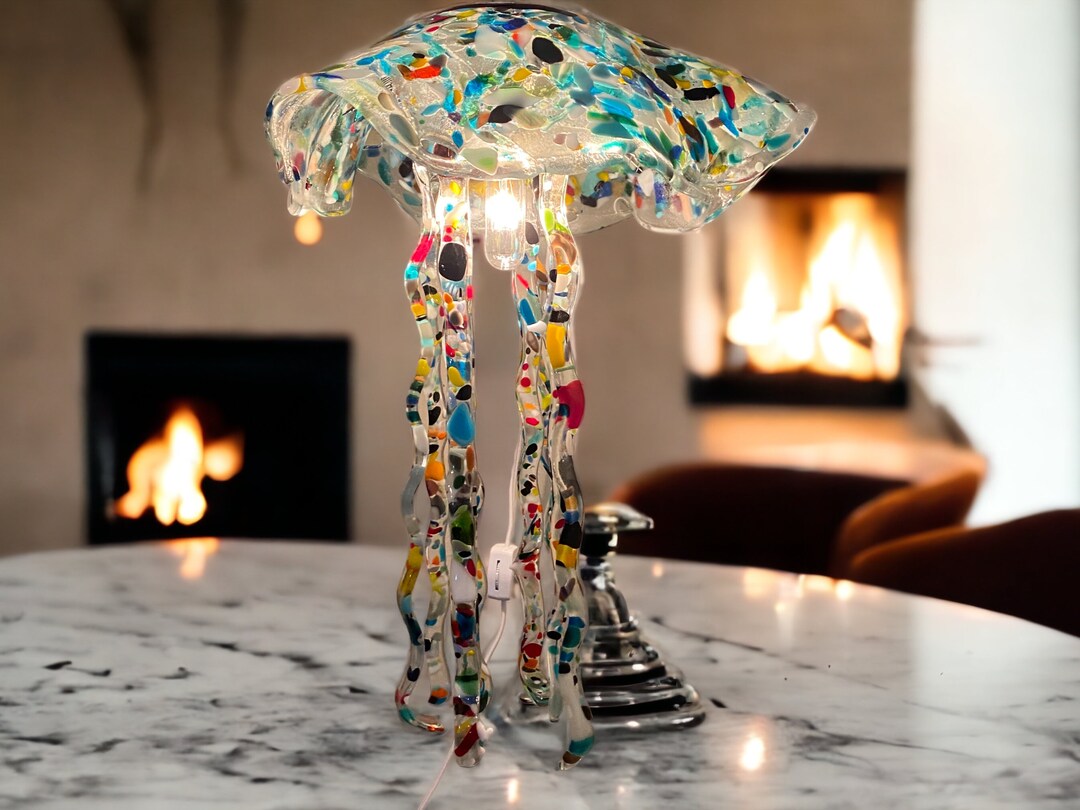 Fused Glass Jellyfish Hanging Light Etsy