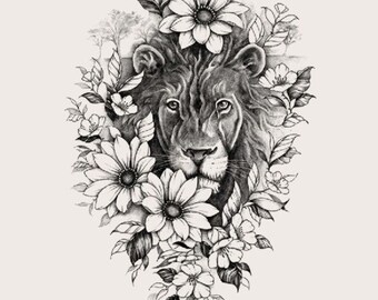 Fiercely Strong Half Lion Half Flower Tattoo Ideas  Tattoo Glee