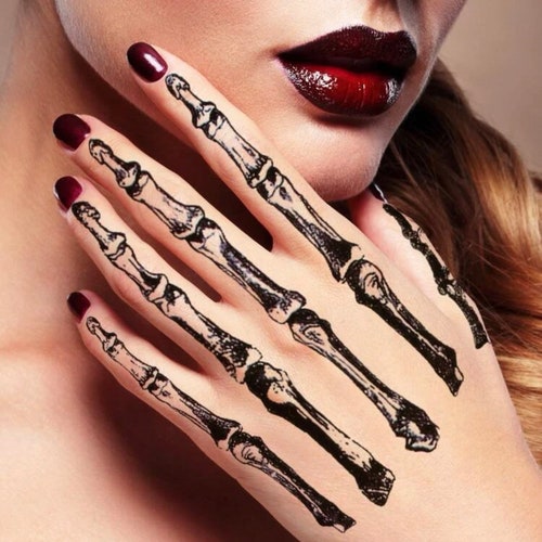 Temporary Skeleton Finger Tattoo Spooky Costume Makeup - Etsy New Zealand