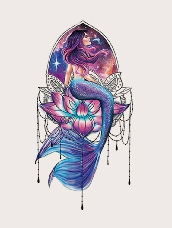 Fantasy Mermaid Temporary Tattoo - Etsy Fantasy Mermaid Temporary Tattoo - Etsy