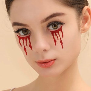 Fake Bloody Eyes Makeup for Face - Halloween Costume Makeup - Temporary Tattoos - Costume Tattoos - Fake Blood Tattoo