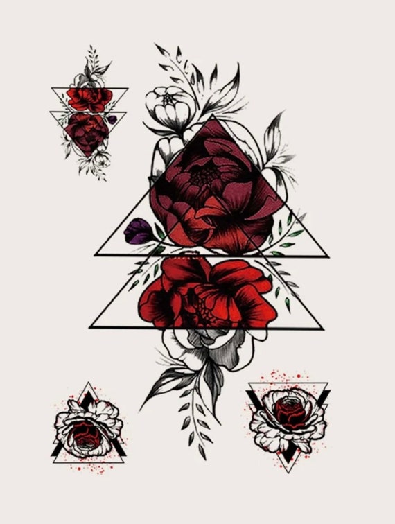 Rose Tattoo Geometric Triangle Tattoo Festival Tattoo - Etsy Denmark
