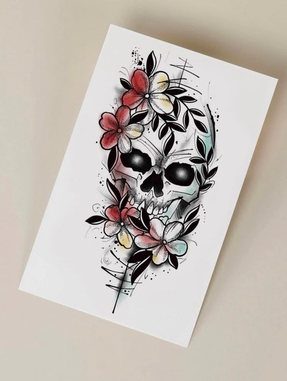 Punk Rock Skull Temporary Tattoo Sticker set of 2 - Etsy Finland