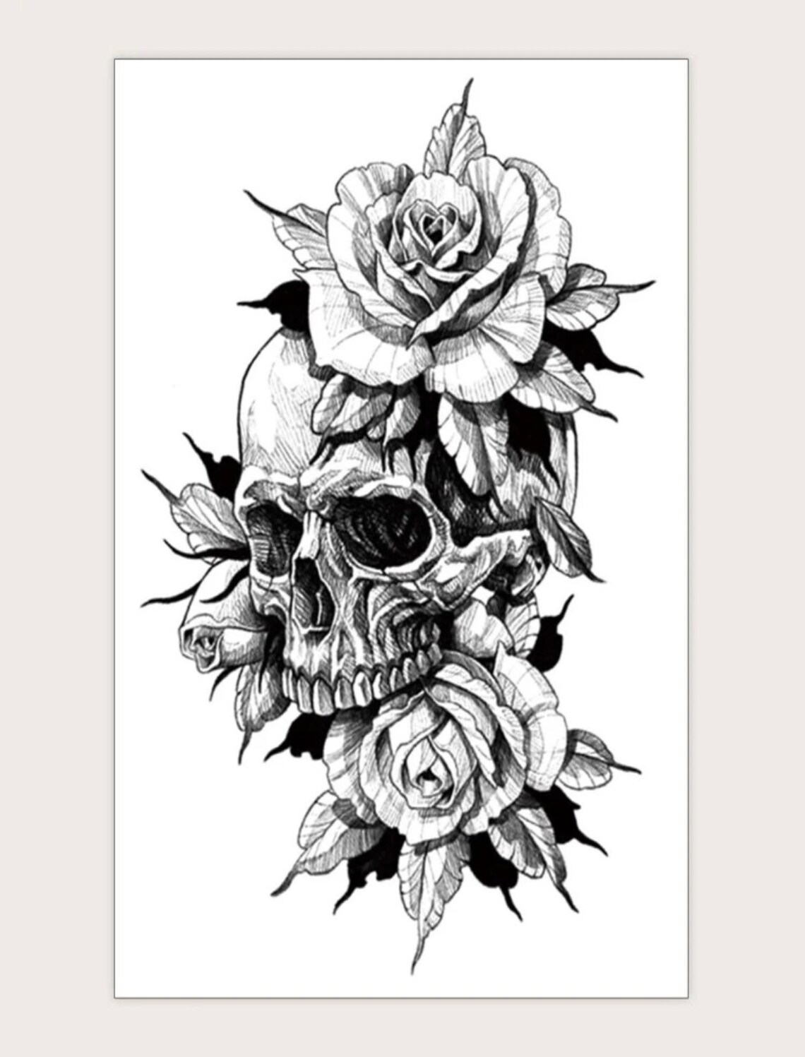 Floral Skull Temporary Tattoo Skull Tattoo Flower Tattoo Etsy