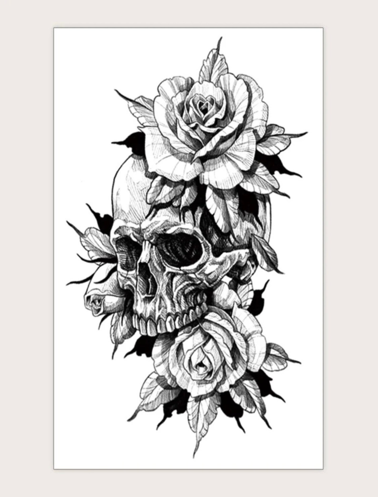 Floral Skull Temporary Tattoo Skull Tattoo Flower Tattoo Etsy