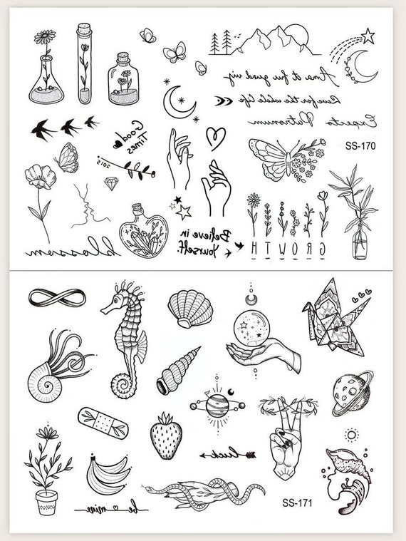 Set of Mini Temporary Tattoos Earthy Crystals Mountains - Etsy