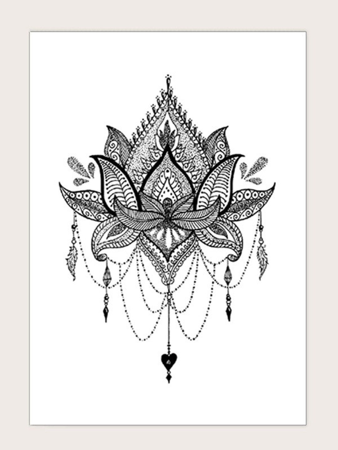 Original Lace Design Lotus Temporary Tattoo Chest Tattoo - Etsy Finland
